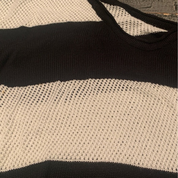 NWT Small Women’s Black & White Striped Top. See thru, Fishnet material. - Picture 2 of 4
